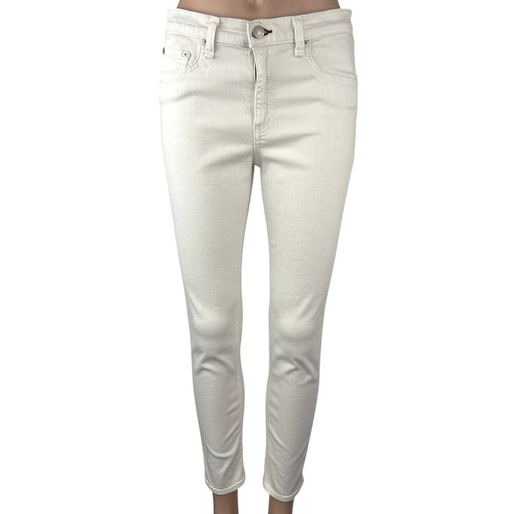 Rag & Bone Women's White Mid Rise Capri Cropped Skinny Denim Jeans Size 30